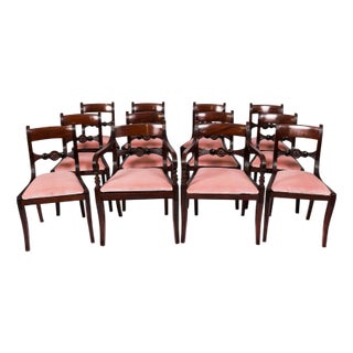Antique Regency Bar Back Dining Chairs, 1830s, Set of 12 For Sale