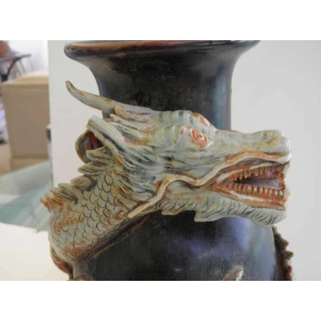 Large Dynamic Thai Dragon Vase Mid Century with Provenance For Sale In West Palm - Image 6 of 7
