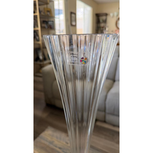 Transparent Global Views Portugal Graduated Hand-Blown Ribbed Glass Candlesticks | Set of Three For Sale - Image 8 of 8