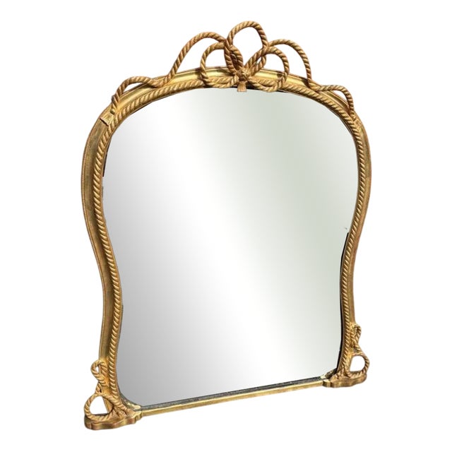 Large Antique English Hour Glass Shaped Gilt Overmantle Mirror, 19th Century. For Sale