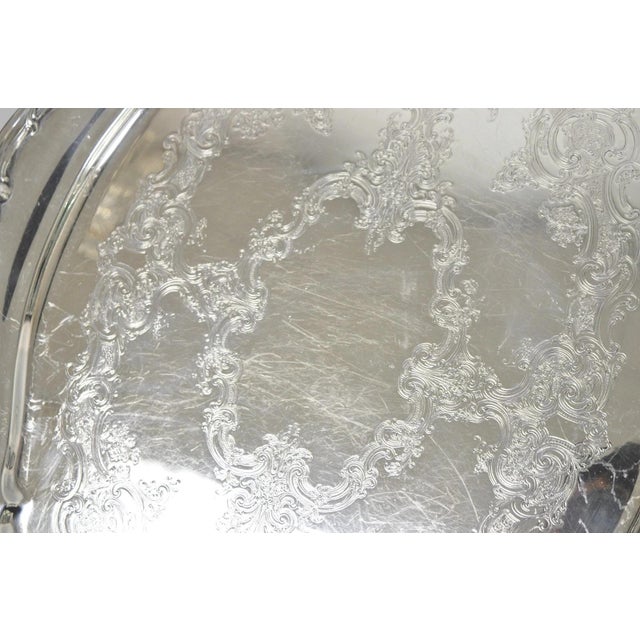 Antique Gorham Silver Plated Victorian Oval Butlers Serving Platter Bar Tray For Sale - Image 9 of 16