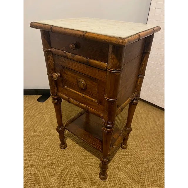 Late 19th C French Aesthetic Faux Bamboo Carved Pine Side Table For Sale - Image 9 of 12