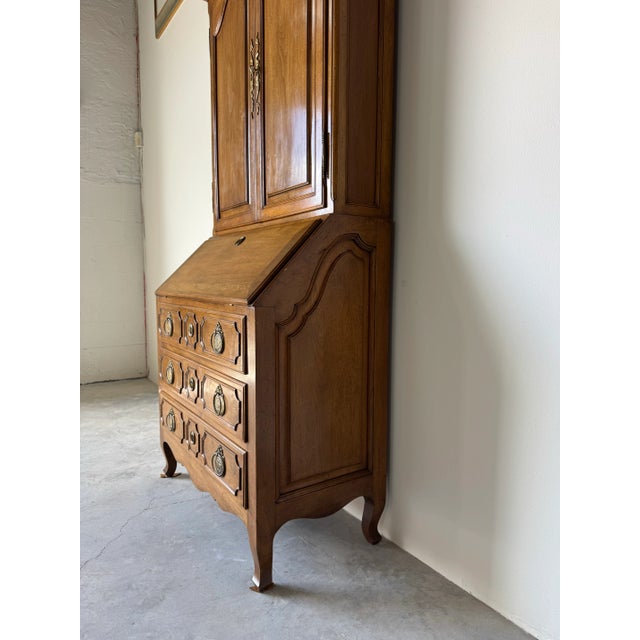 Vintage Italian Louis XV Provincial-Style Oak Secrétaire Cabinet For Sale - Image 11 of 12