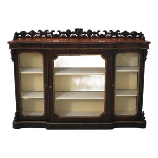 Antique Italian Victorian Style Mahogany Display Cabinet For Sale