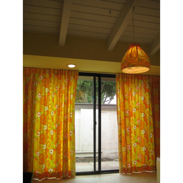 Orange 1970s Mid-Century Modern Floral Textile Chandelier For Sale - Image 8 of 10