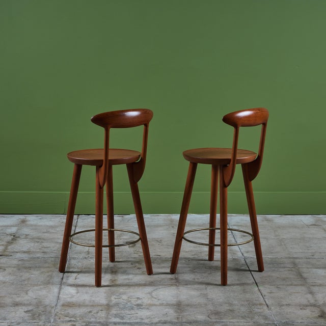 Wood Pair of Kurt Østervig Bar Stools for Brande Møbelindustri For Sale - Image 7 of 12