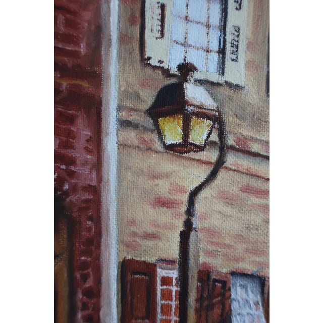 Vintage Roger Merkel Signed Cobblestone Street Oil Painting—Gilt Framed For Sale - Image 13 of 15