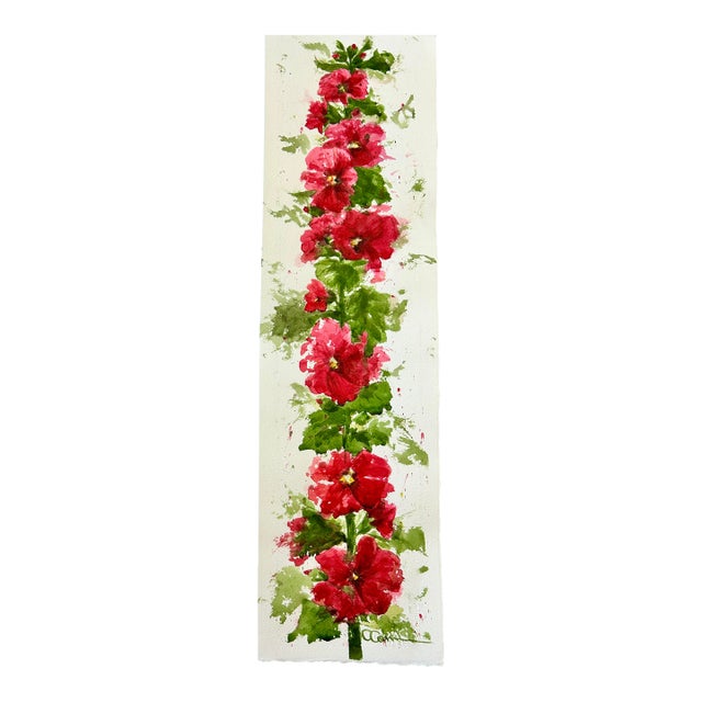 Giclee Print of “Pink Hollyhocks” From an Original Watercolor Painting For Sale