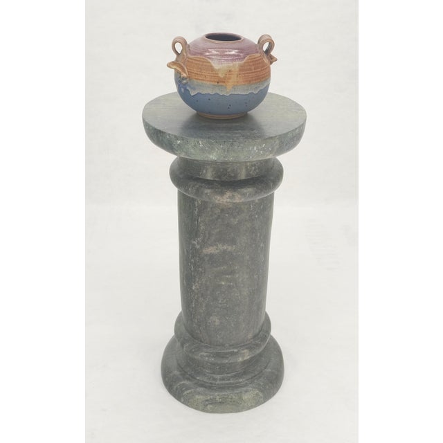 Late 20th Century Large 15" Diameter Turned Marble Pedestal MINT For Sale - Image 5 of 10