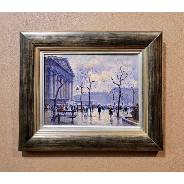 Henry Malfroy-1930s People in the street at Place de la Madeleine,Paris-Oil painting French post Impressionist - Oil...