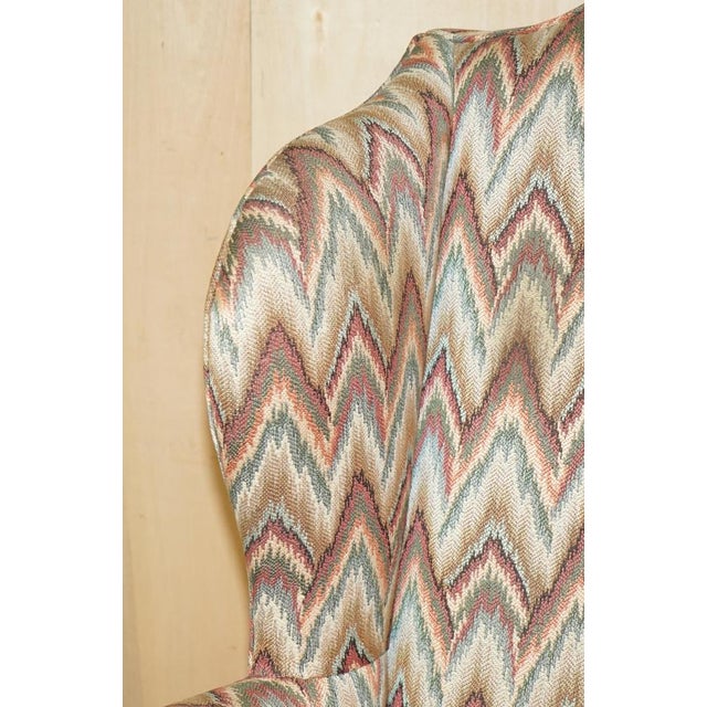Textile Set of Antique Kilim Fabric Wingback Armchairs with Carved Claw & Ball Feet, 1900 For Sale - Image 7 of 18