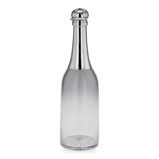 Antique late-19th Century Victorian novelty solid silver & glass champagne bottle shaped decanter, with hinged lids and...