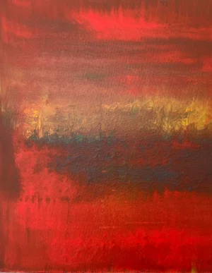 "Blue Embers" Contemporary Original Modern Acrylic Painting on Canvas by Nina Weintraub