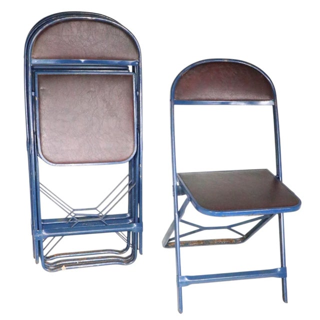 Mid 20th Century Mid 20th Century Set of Four Folding Metal and Naugahyde Chairs by Cosco For Sale - Image 5 of 12