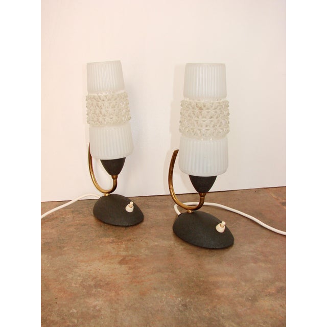 1960s Mid-Century Lamps in Brass and Glass, 1960s, Set of 2 For Sale - Image 5 of 9