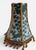 2020s Designer Covington Teal Bunny Velvet Lamp Shade Tapered Drum With Brown Beaded Fringe That Glows For Sale - Image 5 of 6