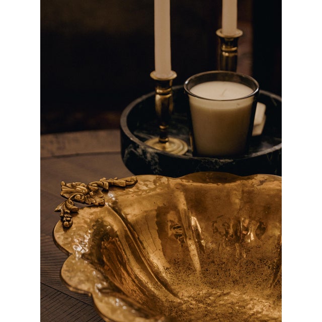 Vintage Antique Hammered Brass Rococo Revival Footed Bowl For Sale - Image 14 of 14