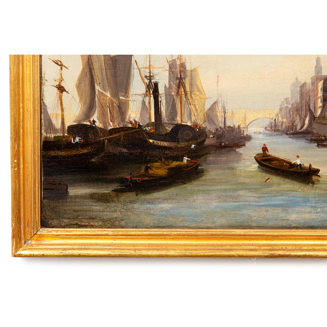 Fine Pair of British School Paintings of London Along the Thames Circa 1835 For Sale - Image 10 of 17