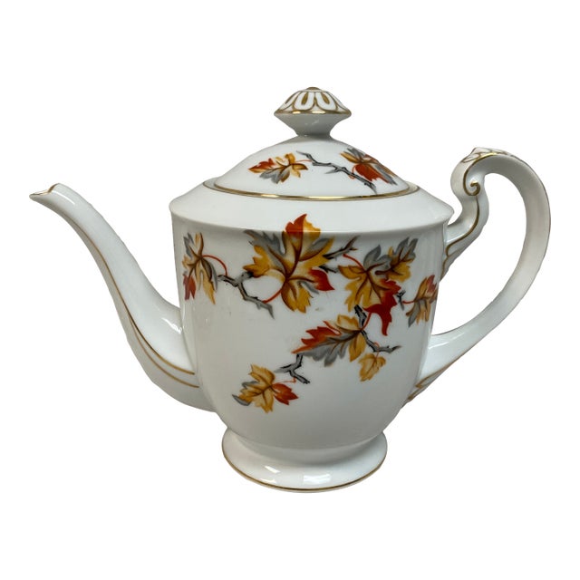 Vintage Craftsman China Golden Autumn Pattern Teapot For Sale