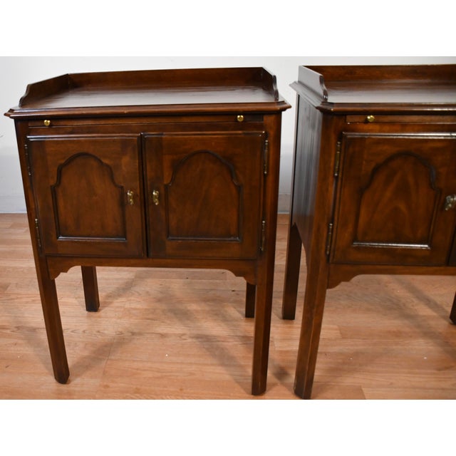 1950s 1950s Vintage Solid Walnut Pair of Nightstands / Bed Side Tables For Sale - Image 5 of 13