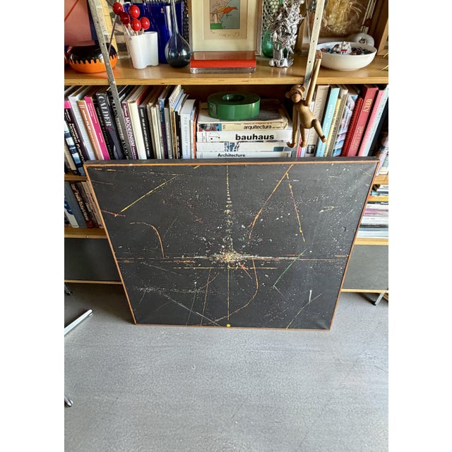 70s Davis Cone Large Space Age Original Painting Signed Framed Canvas Abstract Expressionism For Sale - Image 10 of 15