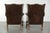Large English Dark Cognac-colored Cowhide Leather Wing Armchairs, Set of 2 For Sale - Image 3 of 14