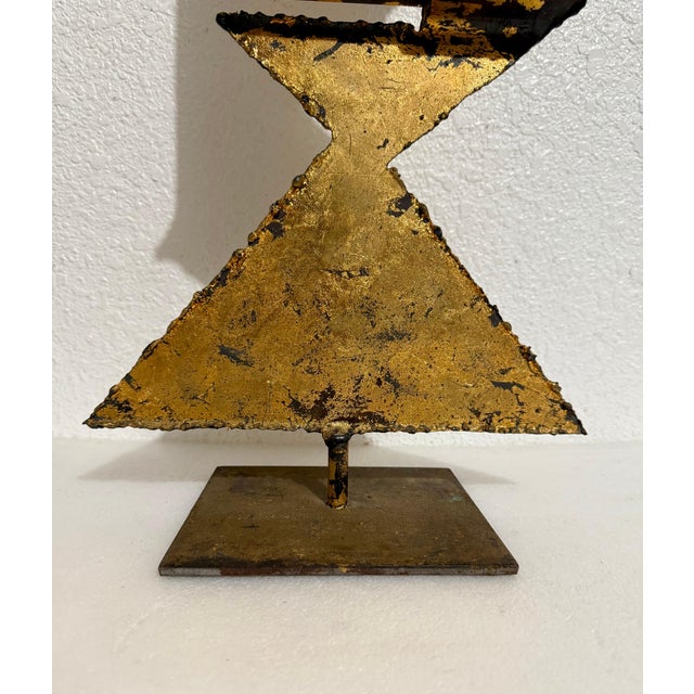 Mexican Art Abstract Brutalist Gilt Steel Geometric Sculpture Mathias Goeritz For Sale - Image 9 of 14