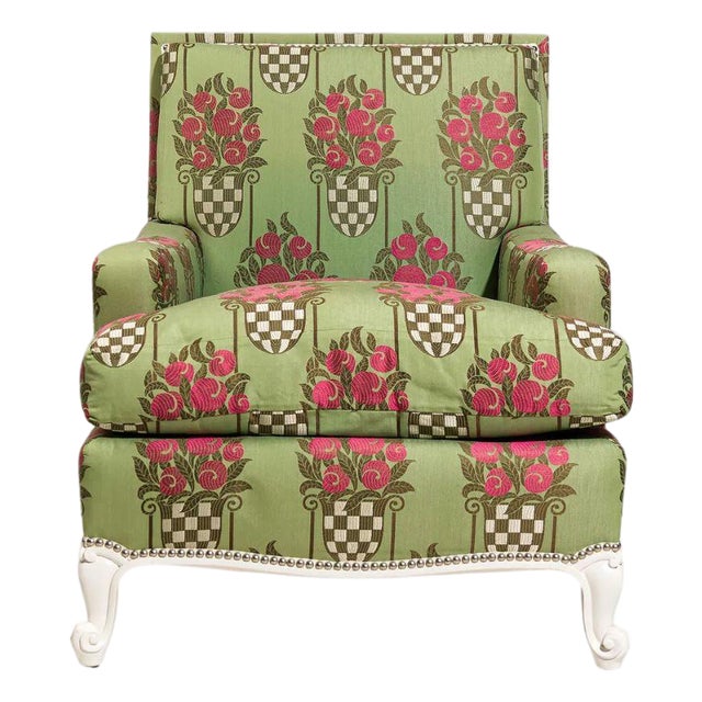 Custom Upholstered Silk Taffeta Club Chair, Billy Haines Style For Sale
