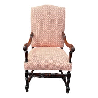 Late 20th Century Throne Chair in Peach Custom Upholstery For Sale