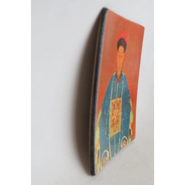 Mid 20th Century Chinoiserie Boxed Set of 6 Square Coasters Chinese Ancestor Portrait Motif For Sale - Image 9 of 15