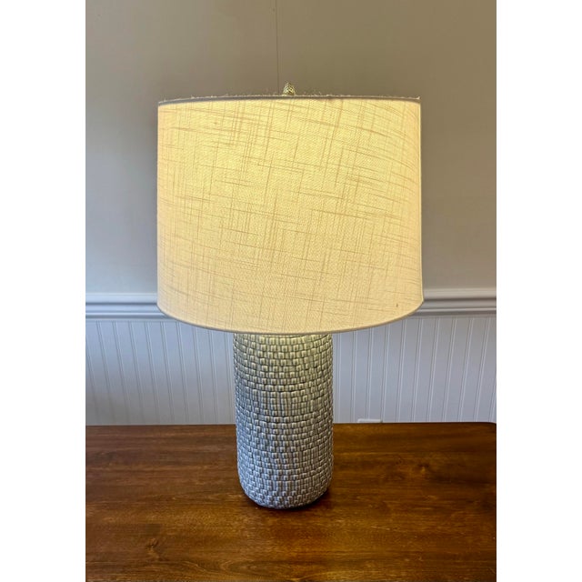 Liam Embossed Ceramic Table Lamp For Sale - Image 9 of 9