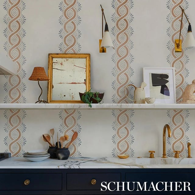 Schumacher Leonidis Stripe Wallpaper In Saffron For Sale In New York - Image 6 of 6