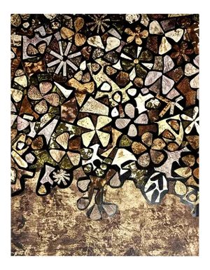 after Jean Dubuffet - Flowers - Pochoir 1957