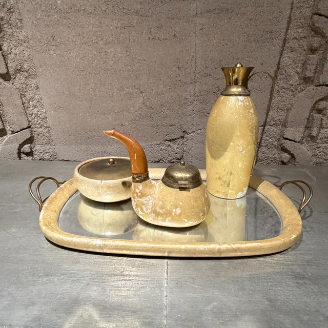 1950s Aldo Tura Lacquered Goatskin Brass Barware Set For Sale - Image 13 of 13