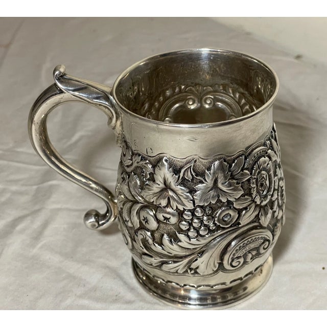 18th Century Antique 18th Century Irish Dublin Tooled Sterling Silver Chased Mug Cup Stein For Sale - Image 5 of 15