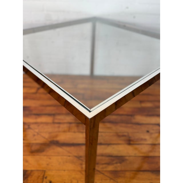 1970s Mid Century Glass & Chrome Side Table in the Style of Milo Baughman For Sale - Image 6 of 6