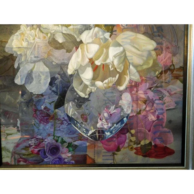 Impressionist Antal Goldfinger "After the Rain" Flower Canvas Hand Signed Print Framed For Sale - Image 3 of 8