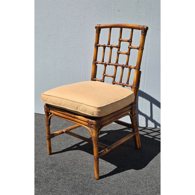 Vintage Baker Furniture Chippendale Bamboo Side Chair W Leather Straps For Sale In Los Angeles - Image 6 of 14