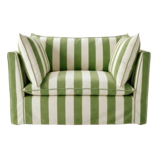 Sophie Conran Coco Loveseat - Spring Green Stripes with Knife Edge Cushion For Sale