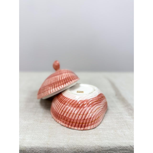 Ceramic Fitz & Floyd Shell Trinket Dish Coastal Decor Vintage Hollywood Regency Vessel For Sale - Image 7 of 7