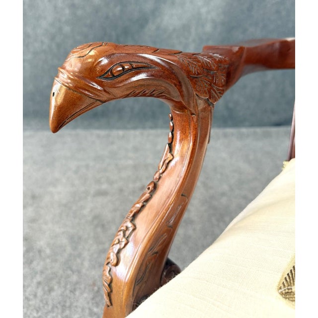Vintage Carved Mahogany Chippendale Style Eagle Arm Chair For Sale - Image 12 of 16