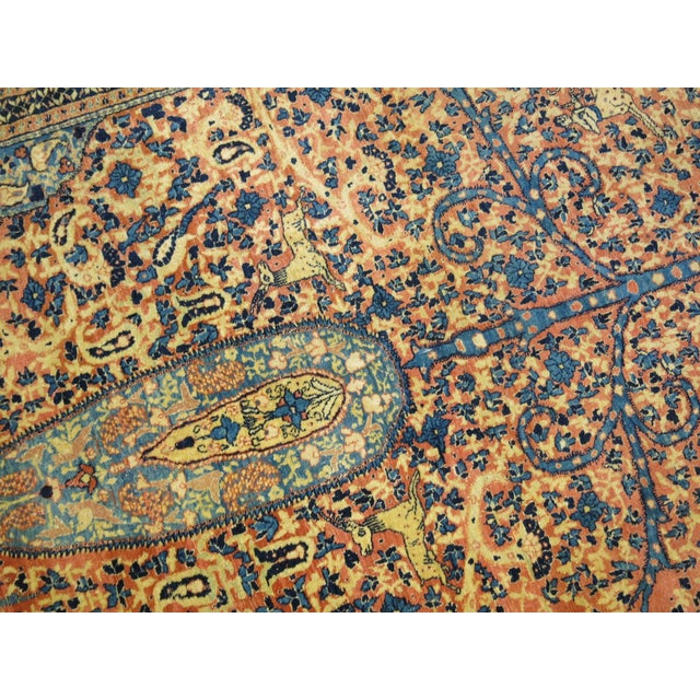 19th Century Pictorial Paradise Animal Hadji Jali Li Tabriz Rug - 4'6" x 6' For Sale - Image 11 of 14