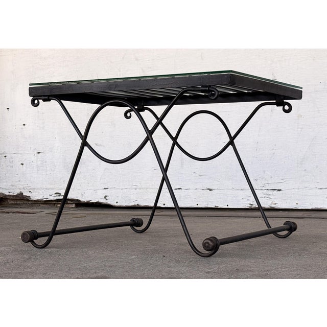 Metal French Wrought Iron Directoire Style Side Table With Glass Top For Sale - Image 7 of 11