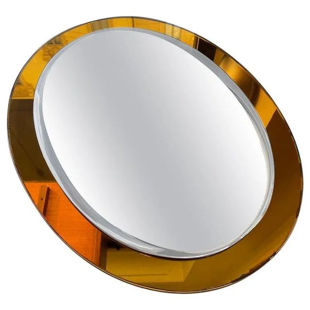 Wall Mirror with Amber Glass Border, 1950s For Sale - Image 9 of 9