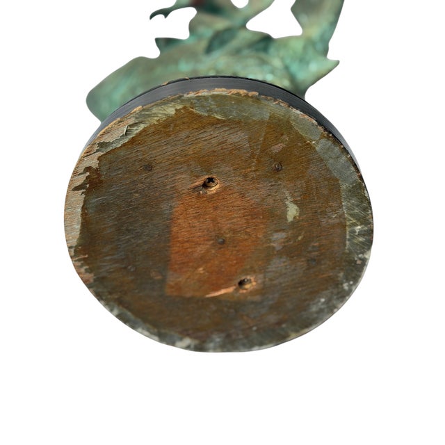 20th Century Continental Verdigris Bronze Putto Riding Fish Sculpture For Sale - Image 11 of 11