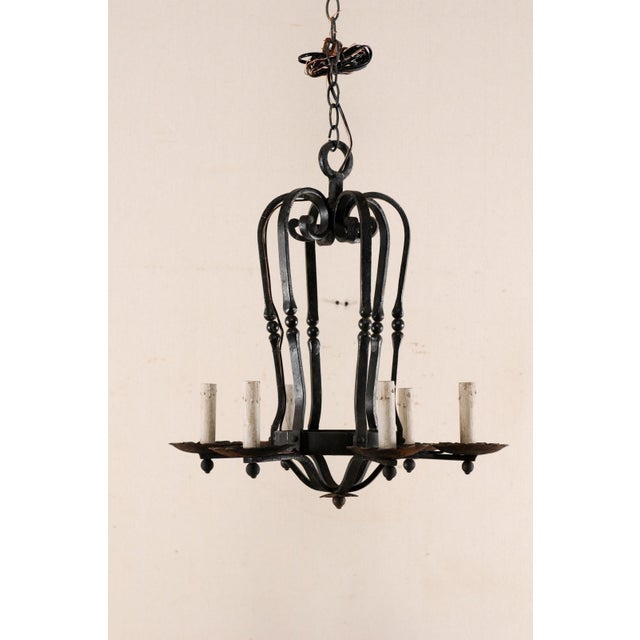 Mid 20th Century French Hand-Forged Chandelier For Sale - Image 4 of 9