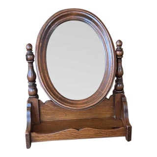 Antique 19th Century Walnut Adjustable Table Top Shaving Mirror on Stand For Sale