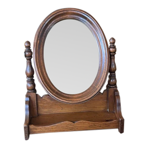 Antique 19th Century Walnut Adjustable Table Top Shaving Mirror on Stand