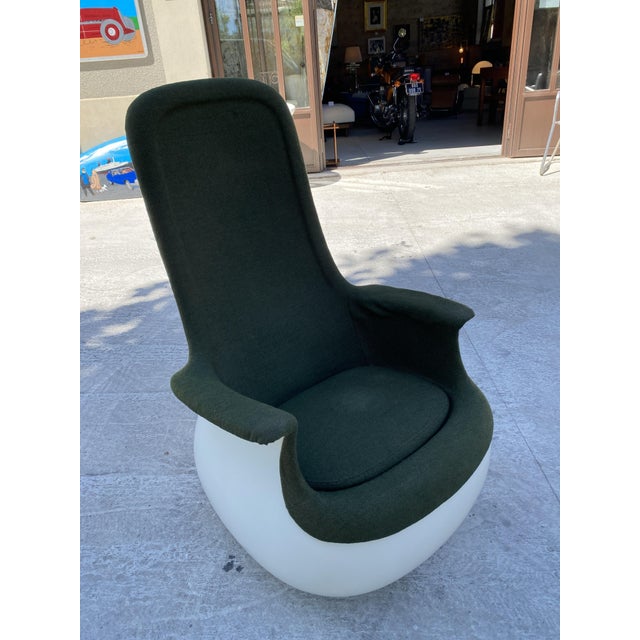 Cult and rare Marc Held's Culbuto armchair high-back version fiberglass and original Qvadrat fabric I have official proof...
