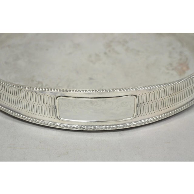 Vintage English Edwardian Silver Plated Oval Scalloped Gallery Bar Platter Tray For Sale - Image 11 of 18
